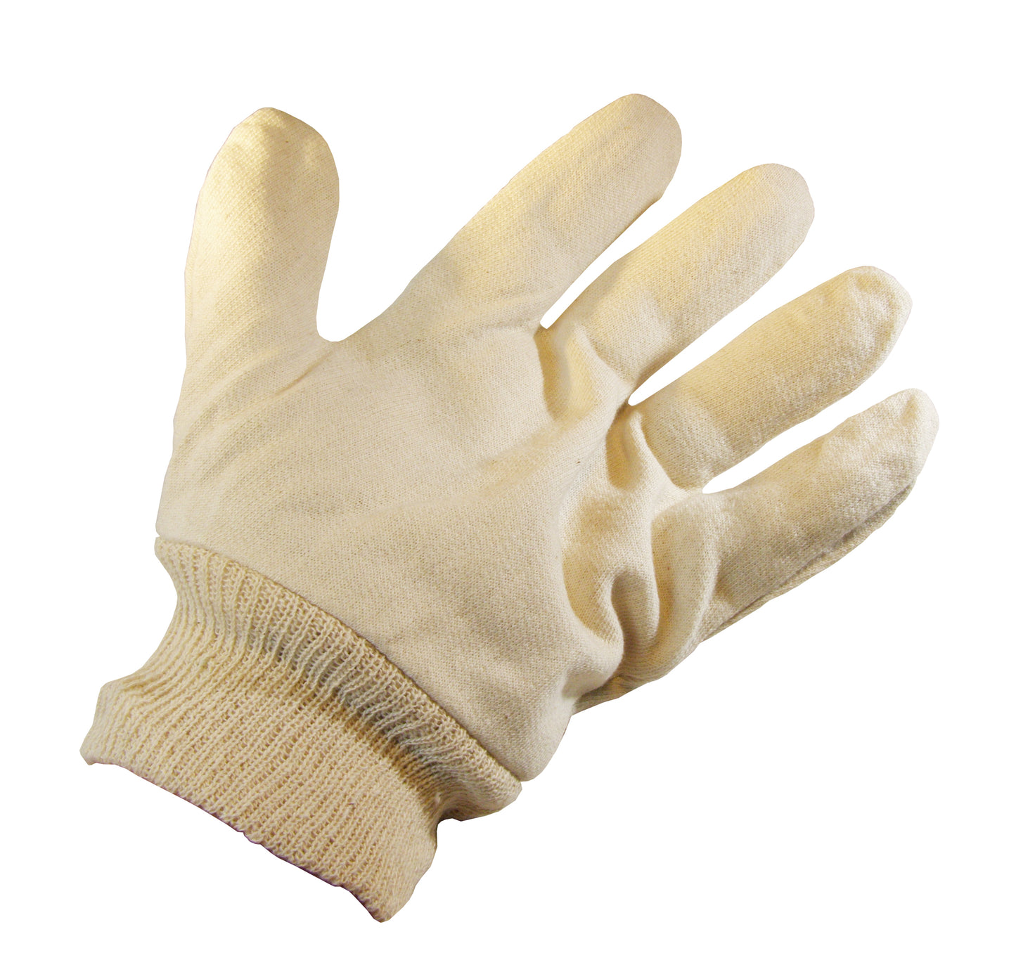 Jersey Knit Gloves, Large, White, 100% Cotton - KC9405